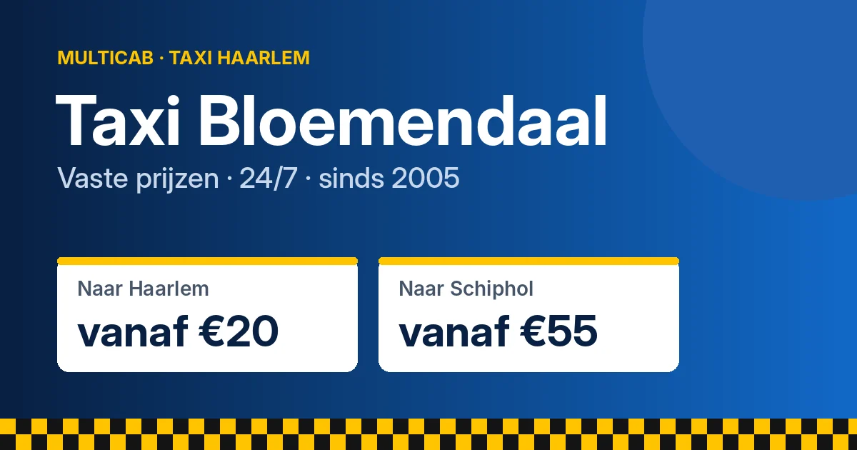 Taxi Bloemendaal: naar Haarlem vanaf €20, naar Schiphol vanaf €55