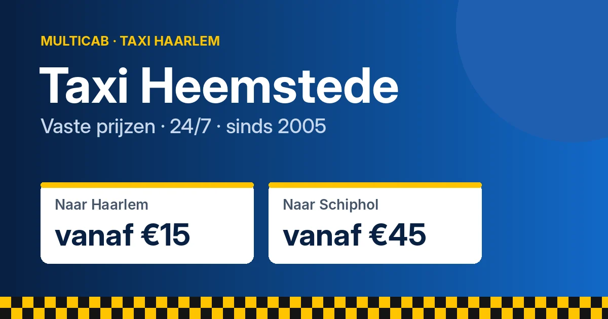 Taxi Heemstede: naar Haarlem vanaf €15, naar Schiphol vanaf €45