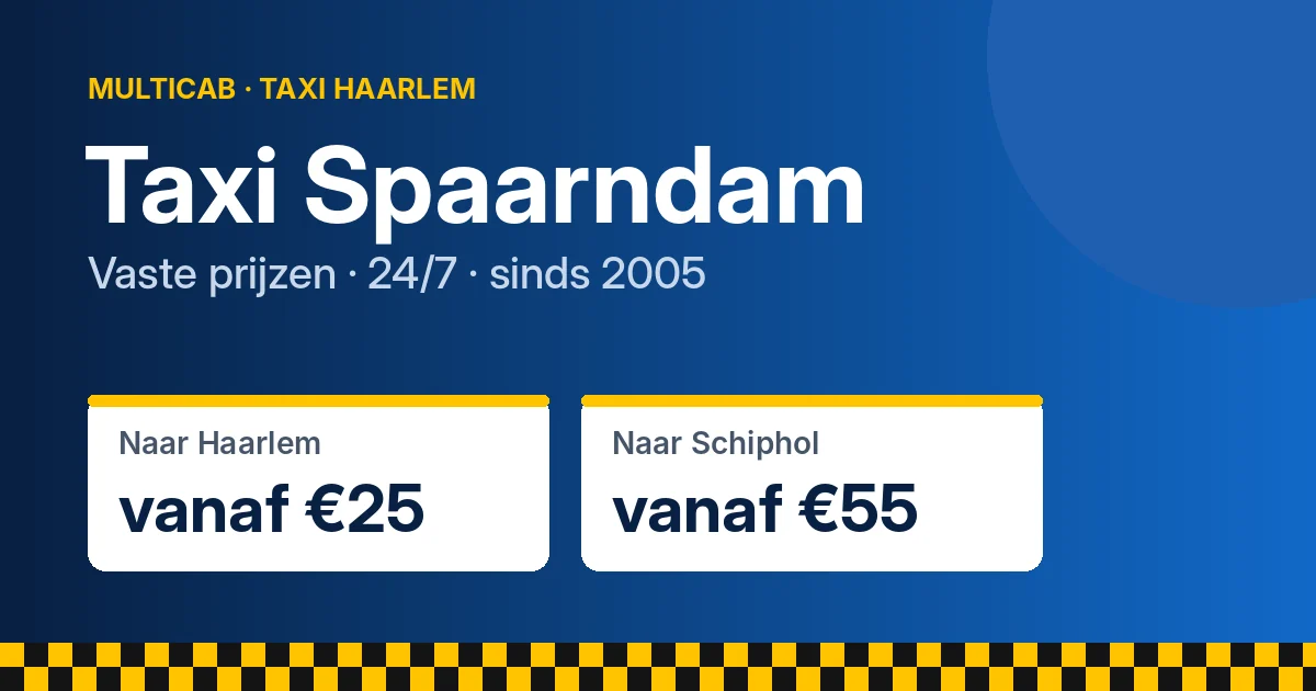 Taxi Spaarndam: naar Haarlem vanaf €25, naar Schiphol vanaf €55